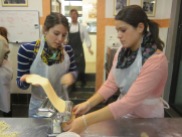 Rolling out the pasta dough